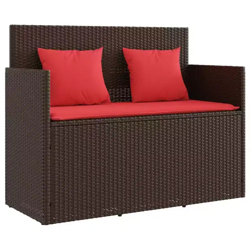 vidaXL Patio Bench with Cushions Outdoor Loveseat Poly Rattan