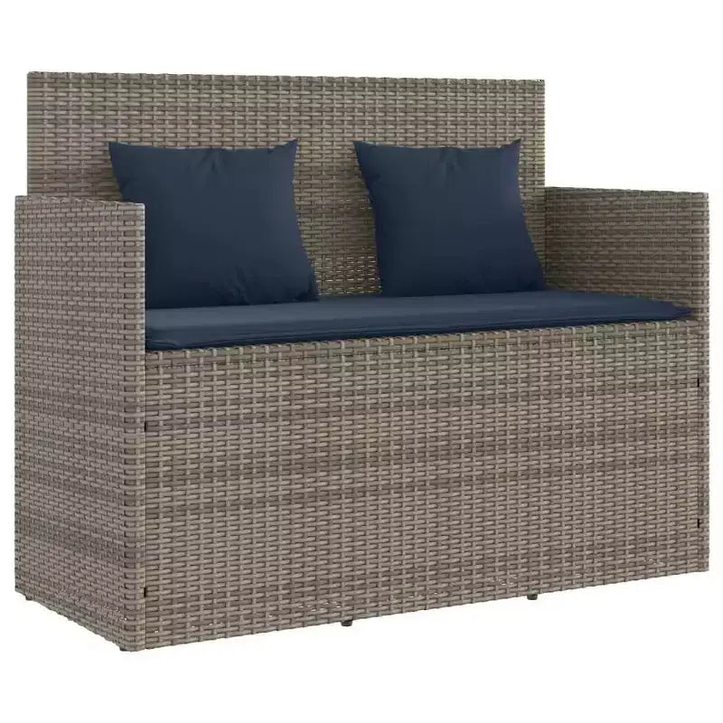 Banc de patio avec coussins, causeuse d'extérieur en rotin synthétique
