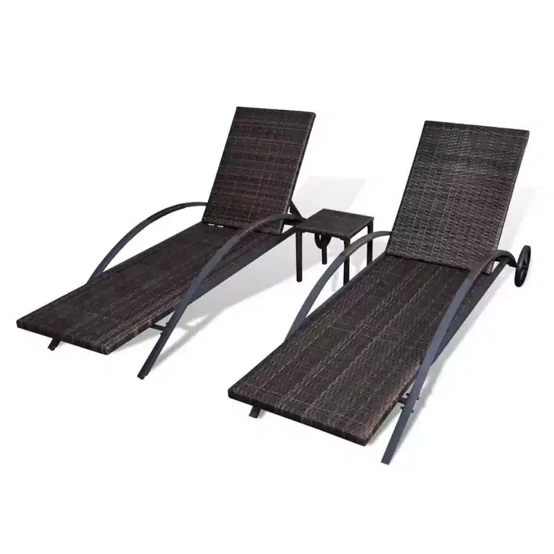 Chaises longues de patio, chaises longues d'extérieur, transats de jardin, poly rotin