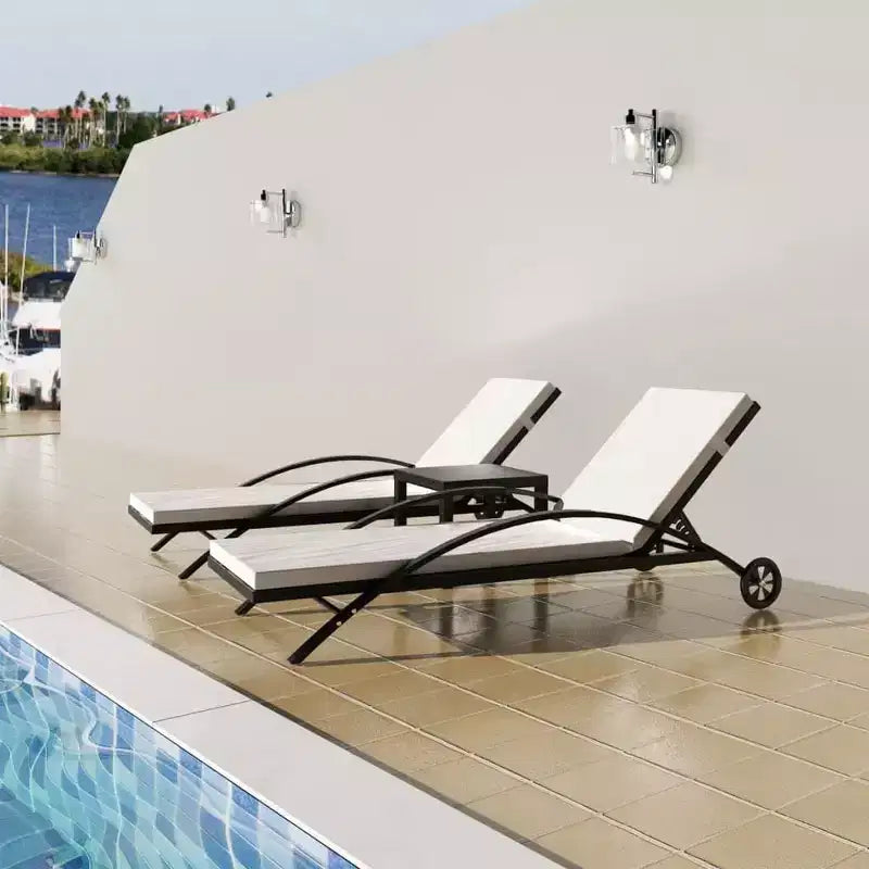 Chaises longues de patio, chaises longues d'extérieur, transats de jardin, poly rotin