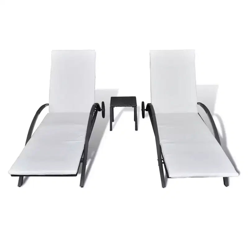 Chaises longues de patio, chaises longues d'extérieur, transats de jardin, poly rotin