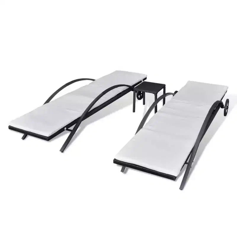Chaises longues de patio, chaises longues d'extérieur, transats de jardin, poly rotin