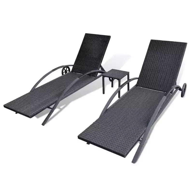 Chaises longues de patio, chaises longues d'extérieur, transats de jardin, poly rotin