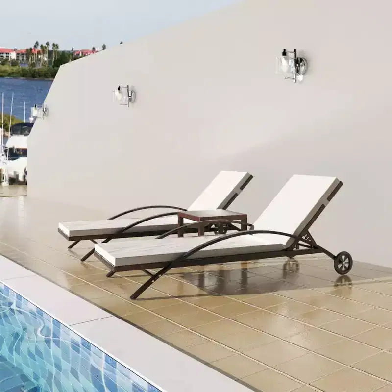 Chaises longues de patio, chaises longues d'extérieur, transats de jardin, poly rotin