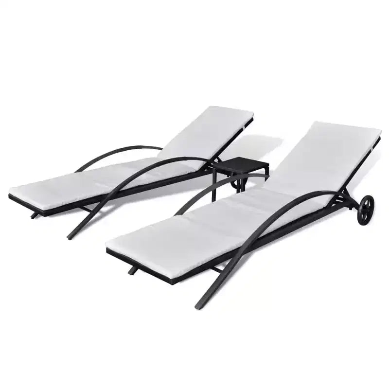 vidaXL Patio Lounge Chairs Outdoor Sunloungers Backyard Sunbeds Poly Rattan