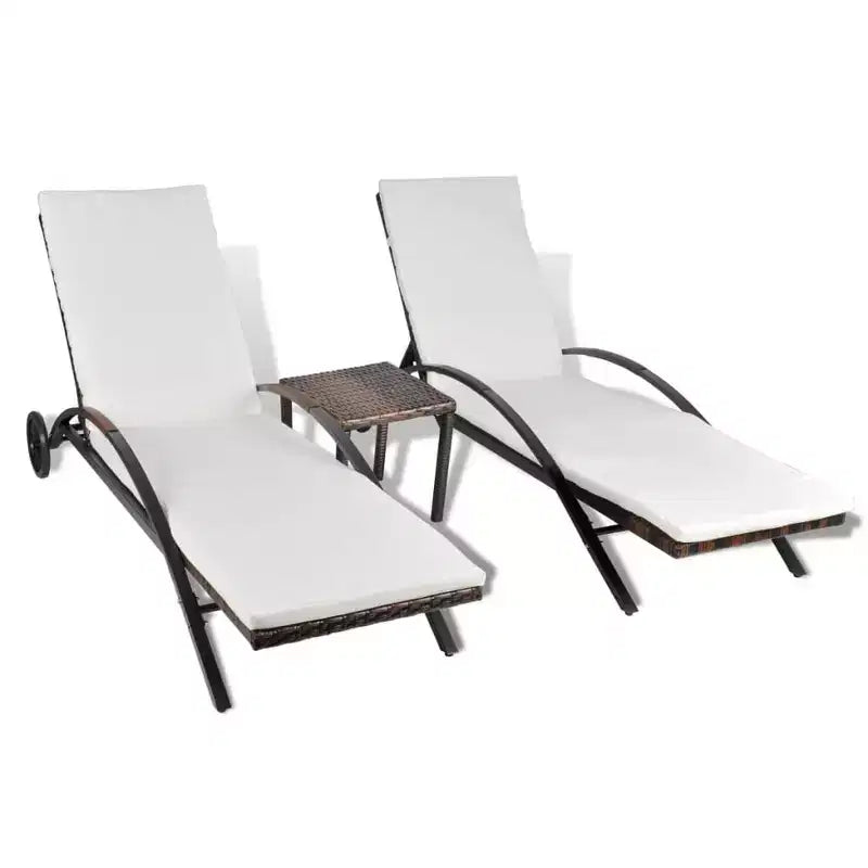 Chaises longues de patio, chaises longues d'extérieur, transats de jardin, poly rotin