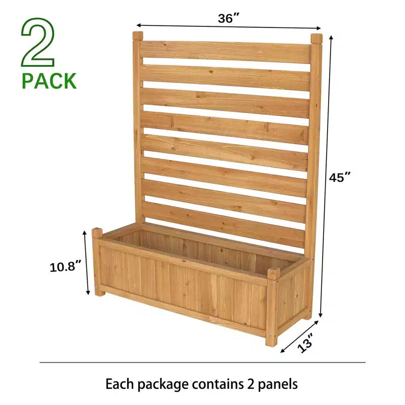 Clôture de climatisation extérieure, écran d'intimité en bois avec jardinière, kit sans creuser - 2 panneaux