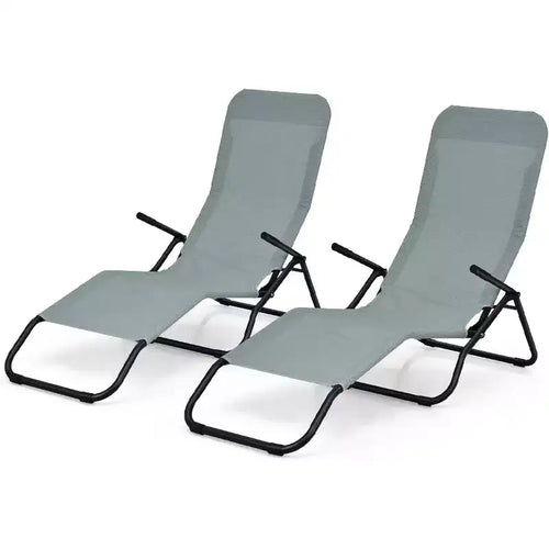 Gymax 2PC Folding Patio Rocking Zero Gravity Recliner Sun Lounger