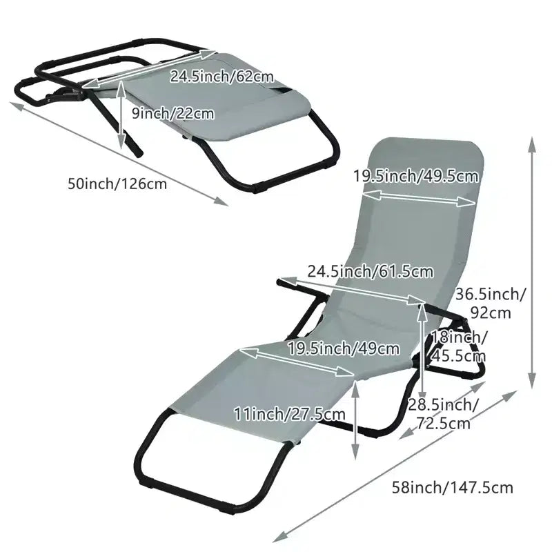 Lot de 2 fauteuils de relaxation pliables à bascule pour patio "Zéro Gravité"