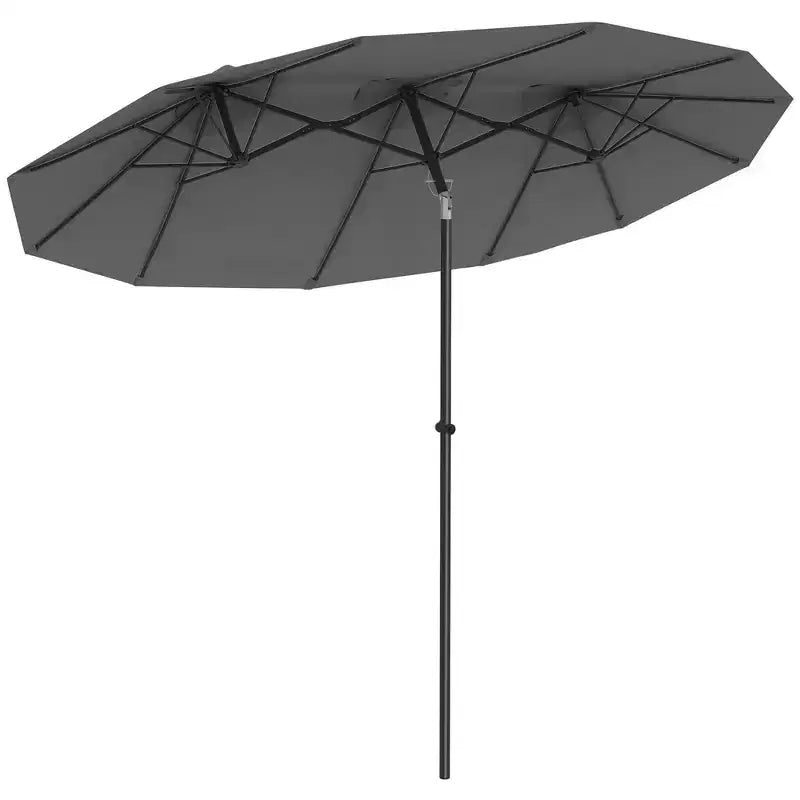 Parasol de terrasse double face de 9,5 pi avec 3 évents, inclinable et manivelle, parasol d'extérieur
