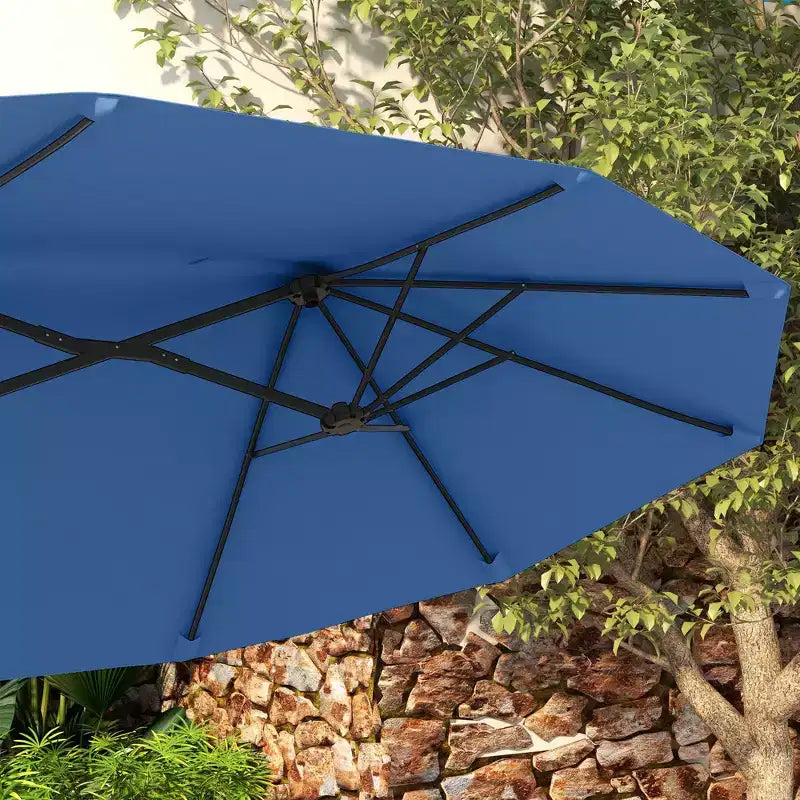 Parasol de terrasse double face de 9,5 pi avec 3 évents, inclinable et manivelle, parasol d'extérieur