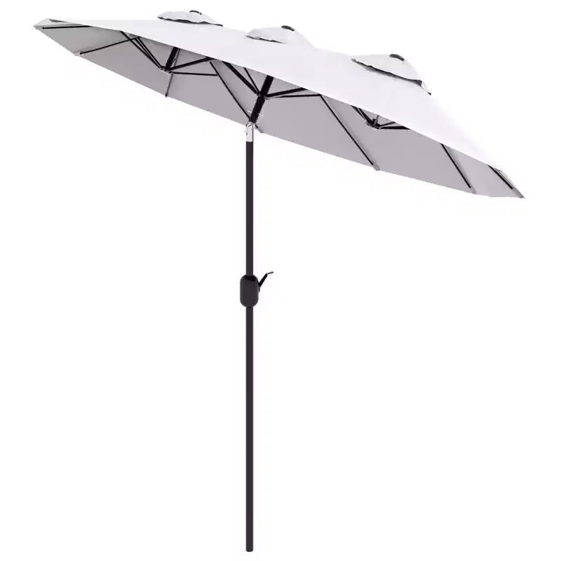 Parasol de terrasse double face de 9,5 pi avec 3 évents, inclinable et manivelle, parasol d'extérieur