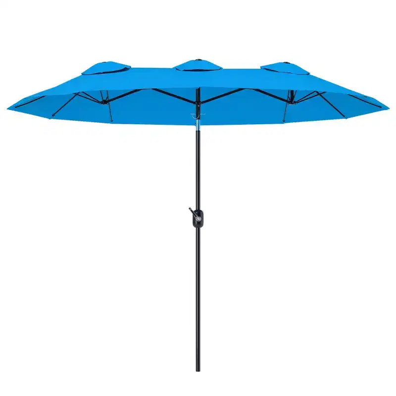 Parasol de terrasse double face de 9,5 pi avec 3 évents, inclinable et manivelle, parasol d'extérieur
