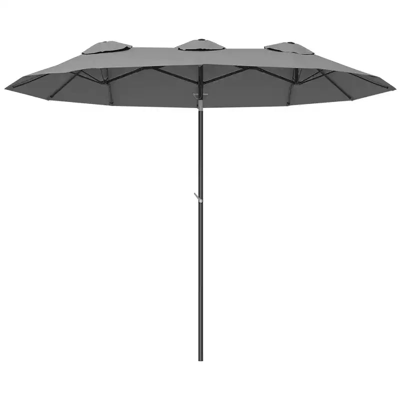 Parasol de terrasse double face de 9,5 pi avec 3 évents, inclinable et manivelle, parasol d'extérieur