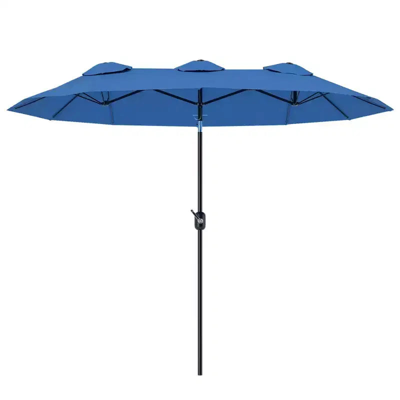 Parasol de terrasse double face de 9,5 pi avec 3 évents, inclinable et manivelle, parasol d'extérieur