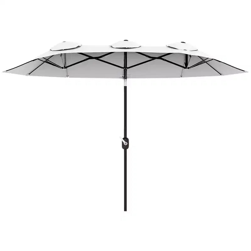 Parasol de terrasse double face de 9,5 pi avec 3 évents, inclinable et manivelle, parasol d'extérieur