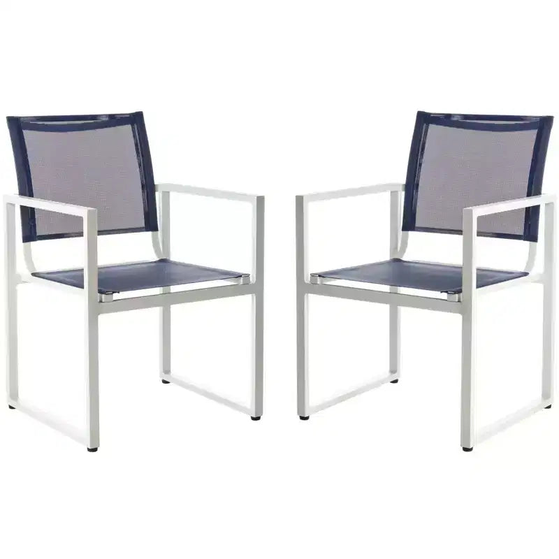 Neval Chair (Set Of 2) - Indoor/Outdoor - PAT4041 - Blue/White - Safavieh