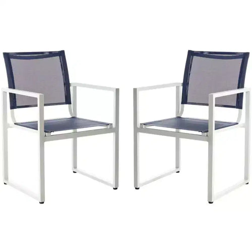 Neval Chair (Set Of 2) - Indoor/Outdoor - PAT4041 - Blue/White - Safavieh