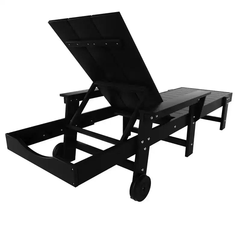 Chaise longue inclinable moderne avec accoudoirs et roulettes