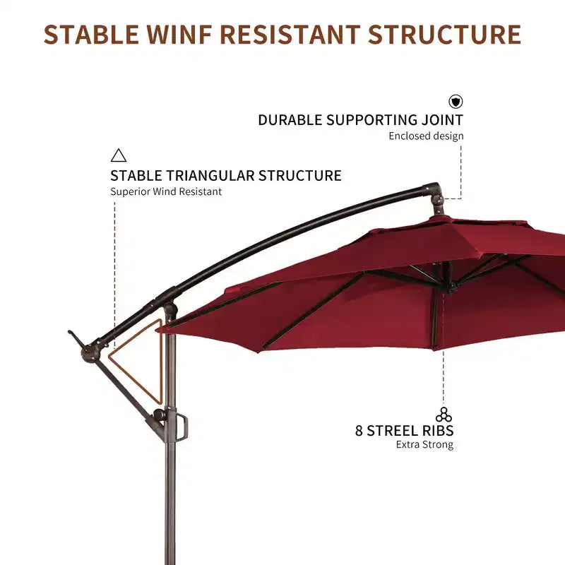 Parasol de patio octogonal extérieur de 3 mètres