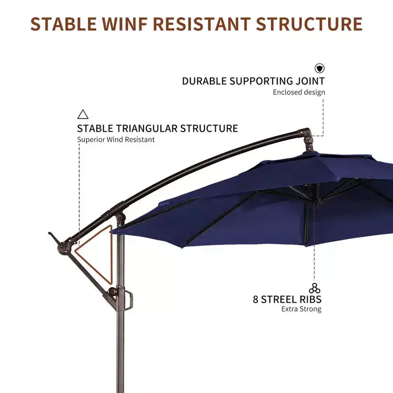 Parasol de patio octogonal extérieur de 3 mètres